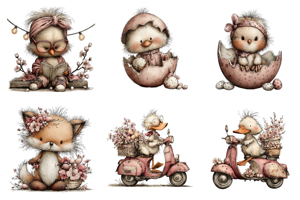 Whimsical Easter Clipart, an Illustration by SinaCreation (Photo 4 of 11)