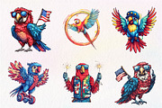 Patriotic 4th of July Parrot Clipart, an Illustration by CreationArt (Thumbnail 2 of 5)