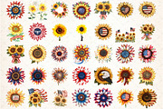 Sunflower 4th of July Clipart, an Illustration by DreamCafeArt (Thumbnail 2 of 7)