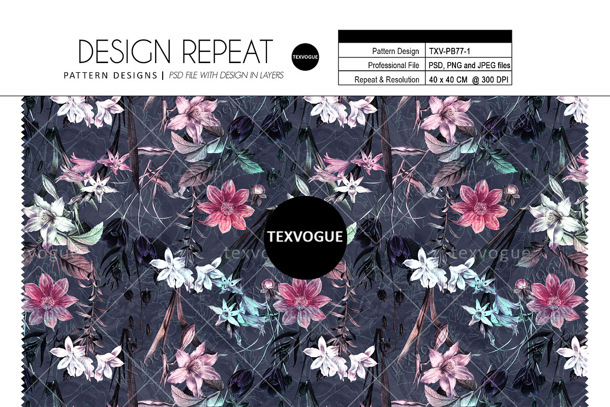 Dark Blooms - Seamless Patterns, a Pattern Graphic by texvogue (Photo 2 of 10)