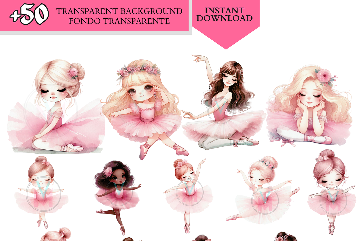 Pink Ballerina Clipart, Cute ballet, a Person Illustration by VM PARTYS  BY TAIRUMA (Photo 8 of 10)