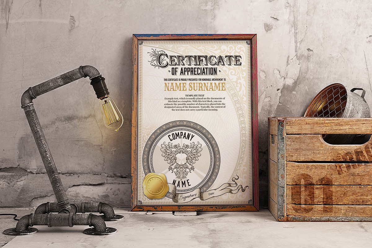 Vintage Certificate Templates, a Stationery Template by inshader (Photo 8 of 12)