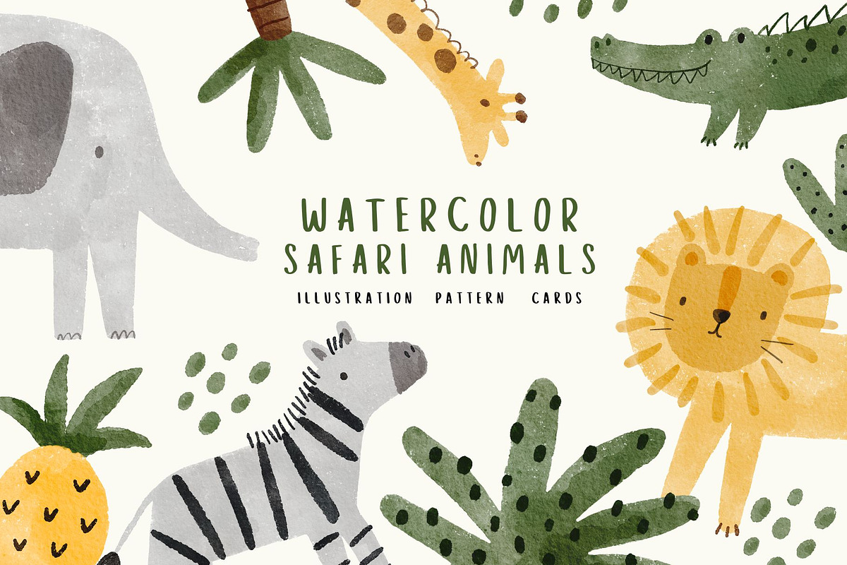 Watercolor Safari Animals, an Animal Illustration by Cute And Wild (Photo 3 of 7)