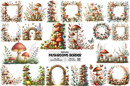 Mushrooms Border Clipart