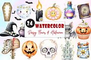 Daisy Flower & Halloween Clipart, an Illustration by Watercolor design (Thumbnail 1 of 6)