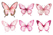 Pink Watercolor Butterflies Clipart, an Illustration by SinaCreation (Thumbnail 2 of 5)