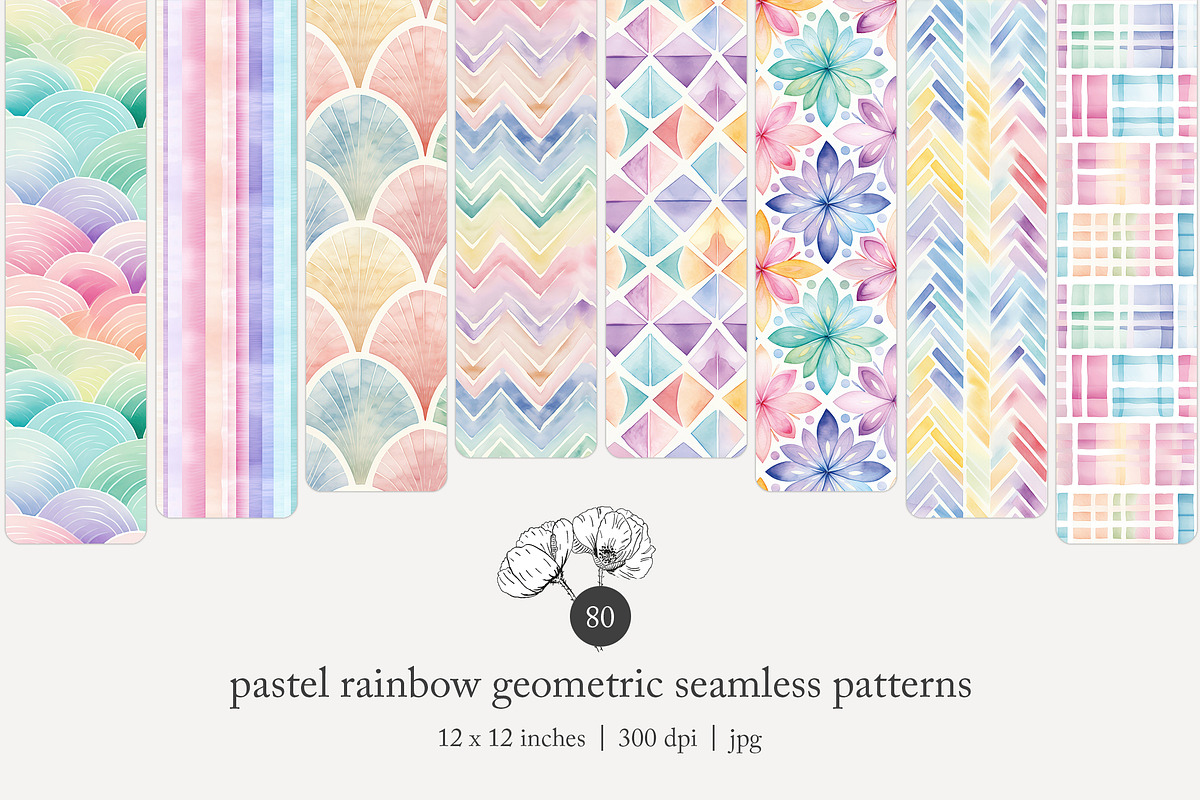 80 pastel geometric seamless pattern, a Pattern Graphic by Poppy Lane Studio (Photo 1 of 11)