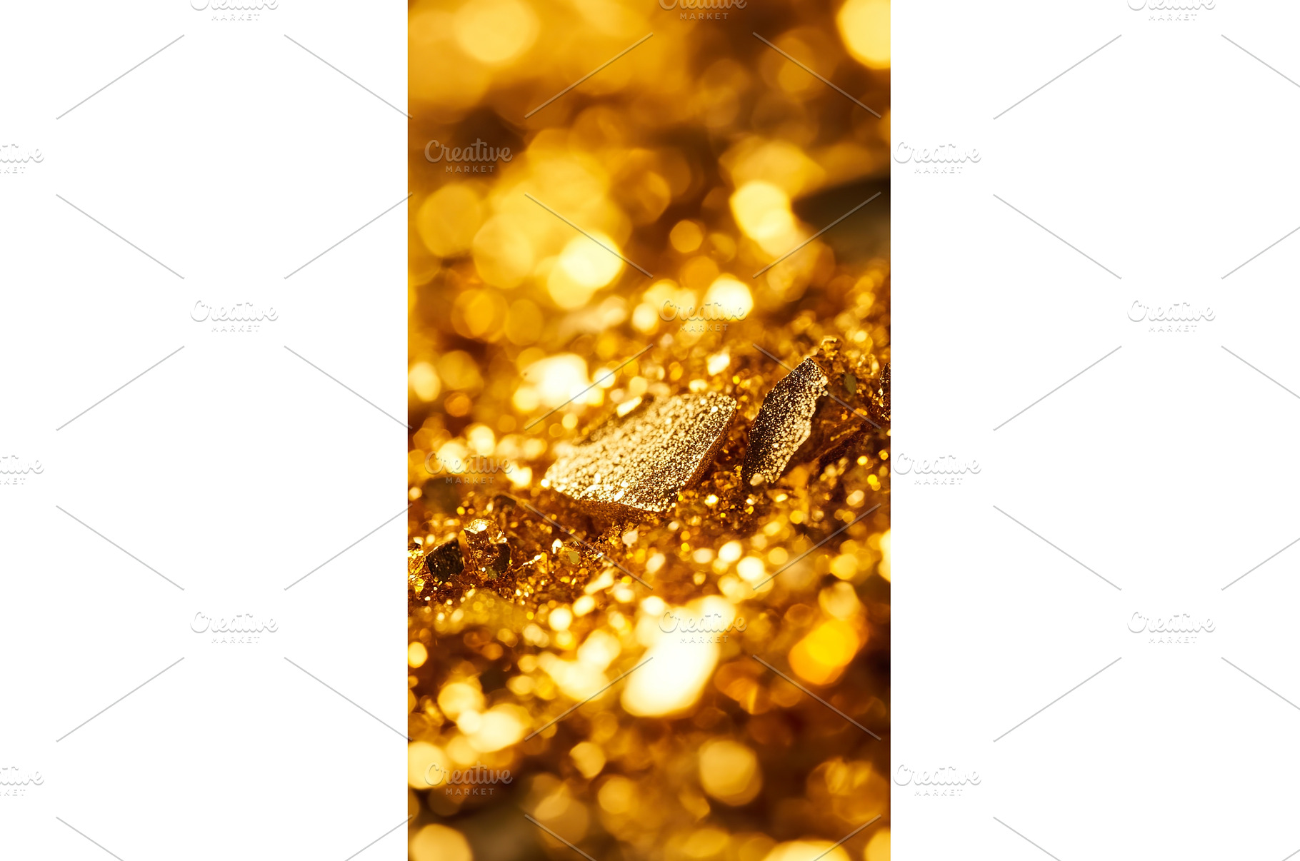 Close up of shimmering gold nuggets, a Business Photo by Lermont51