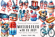 Hello 4th of July Watercolor Clipart, an Illustration by CreationArt (Thumbnail 1 of 5)