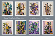 Cubist Floral Portrait Illustration, a Decorative Illustration by Housui Patterns (Thumbnail 5 of 17)