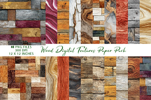 Wood Digital Textures Paper Pack, a Pattern Graphic by CreationArt