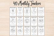 Monthly Habit Trackers BUJO Template, a Stationery Template by DigitalDoodlesToday (Thumbnail 1 of 7)