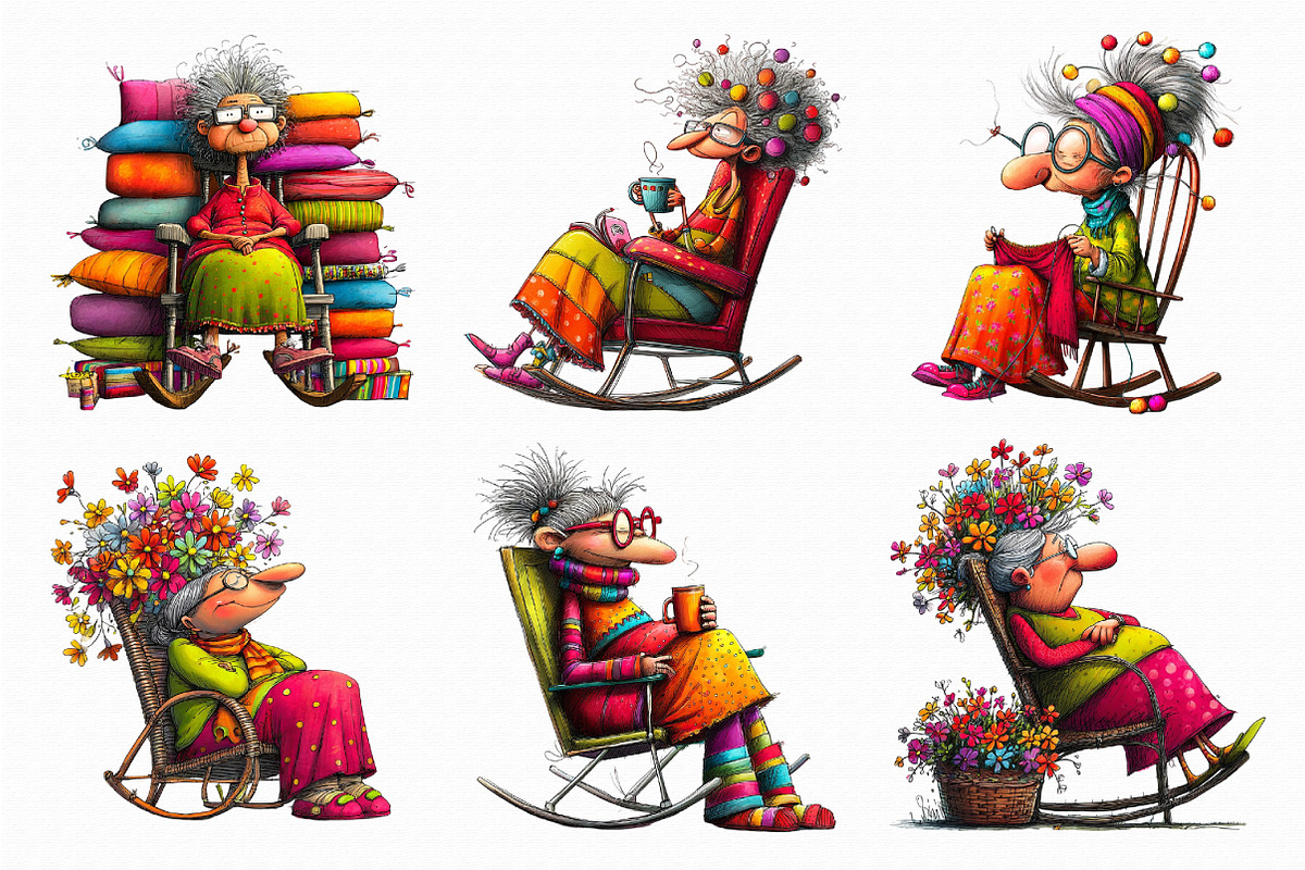 Funny Old people sitting Clipart, an Illustration by Libby Wishes (Photo 4 of 7)