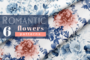 Romantic Blue Flowers Patterns