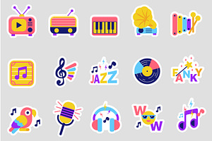 Music Stickers, an Illustration by alexdndz