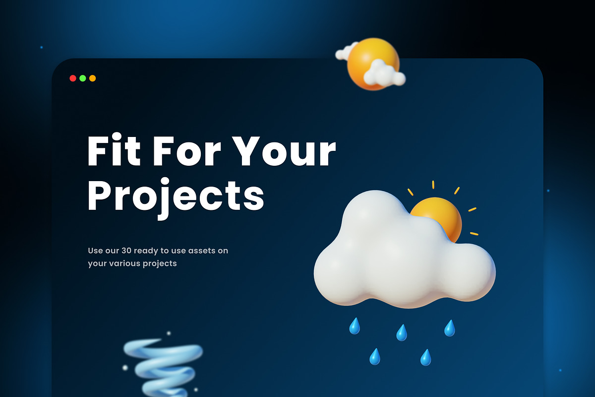 Weather 3D Icons, an Object 3D Model by Azam Creative (Photo 4 of 6)