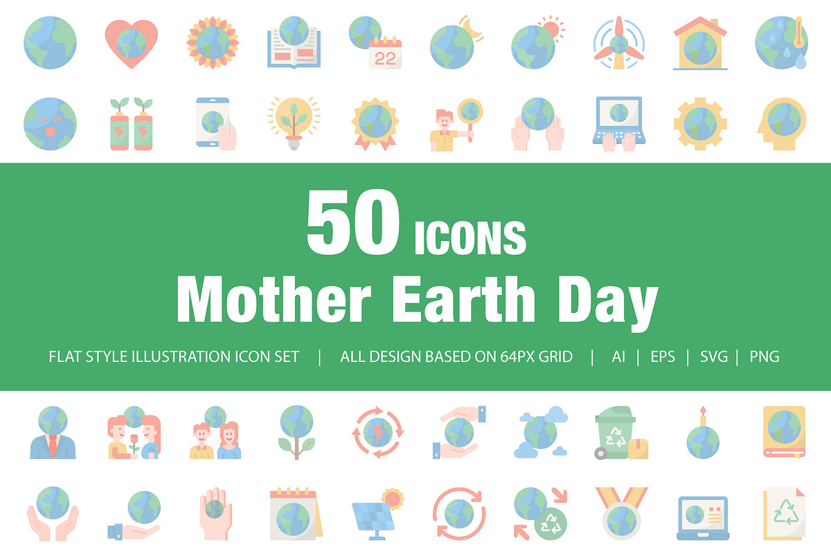 Mother Earth Day Flat Style Icon, an Icon by sripfoto (Photo 1 of 2)