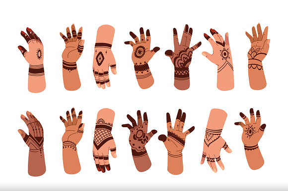 Henna Mehndi Hand Illustration Set preview 2