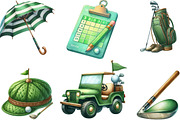 Golf Watercolor Cliparts, an Illustration by Designking (Thumbnail 2 of 4)