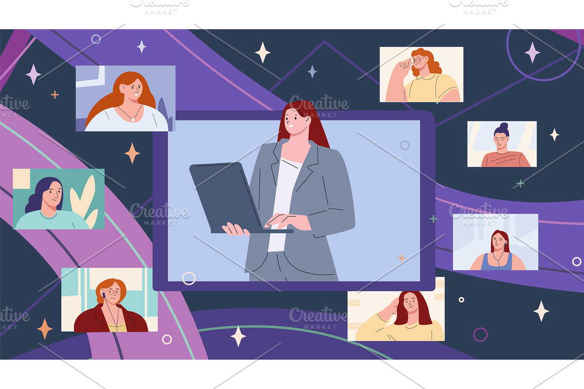 Female online training concept, a Person Illustration by Valerie Bodnar