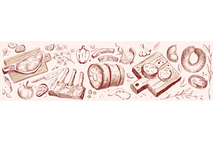 Fresh raw meat products on white, a Food Illustration by art PVP - market