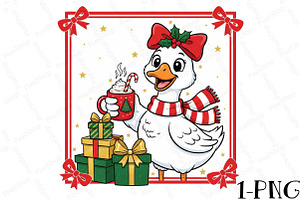 Christmas Goose with Gifts & Cocoa P, an Illustration by DreamPrint404