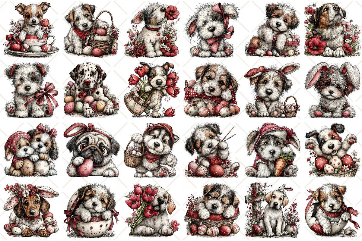 Whimsical Easter Dog Clipart, an Illustration by Black Bird Studio (Photo 2 of 5)