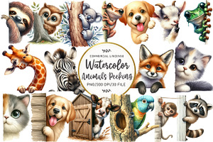 Quirky Animals Peeking Around Corner, an Illustration by OK Design