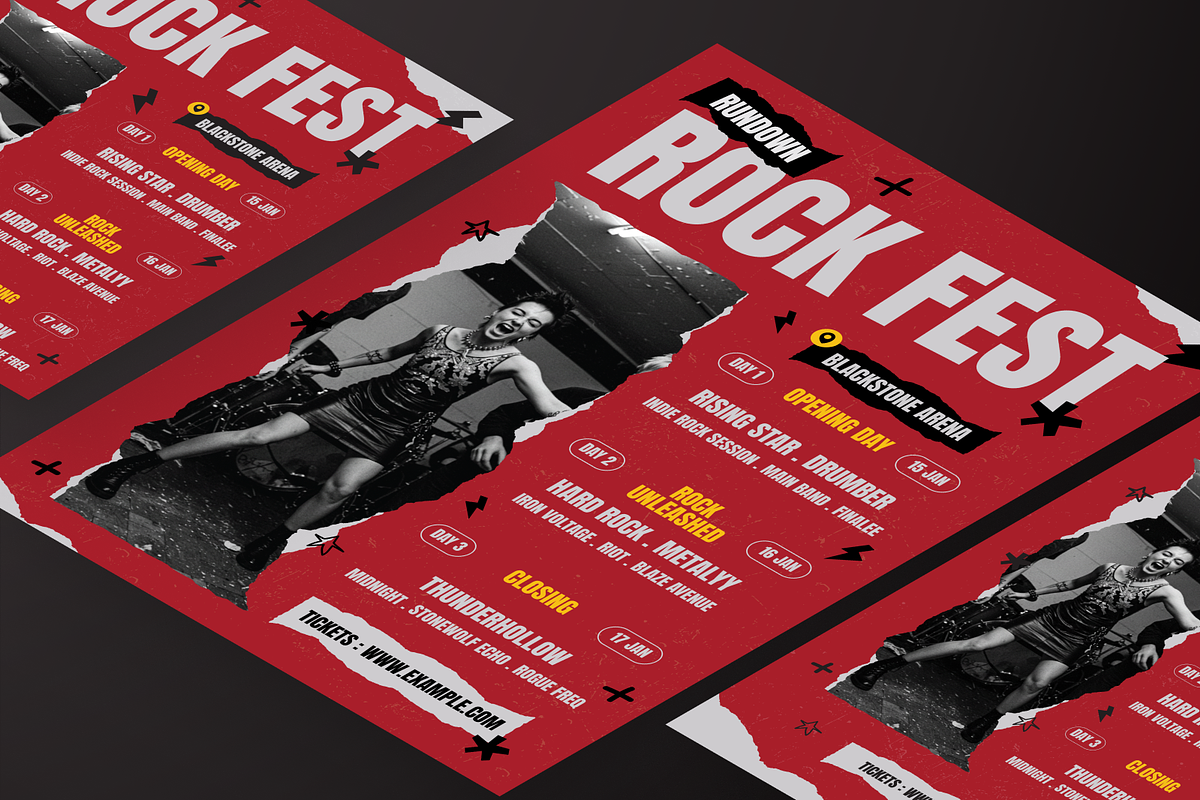 Rock Fest Rundown Flyer Set, a Flyer Template by Annora Studio (Photo 5 of 6)