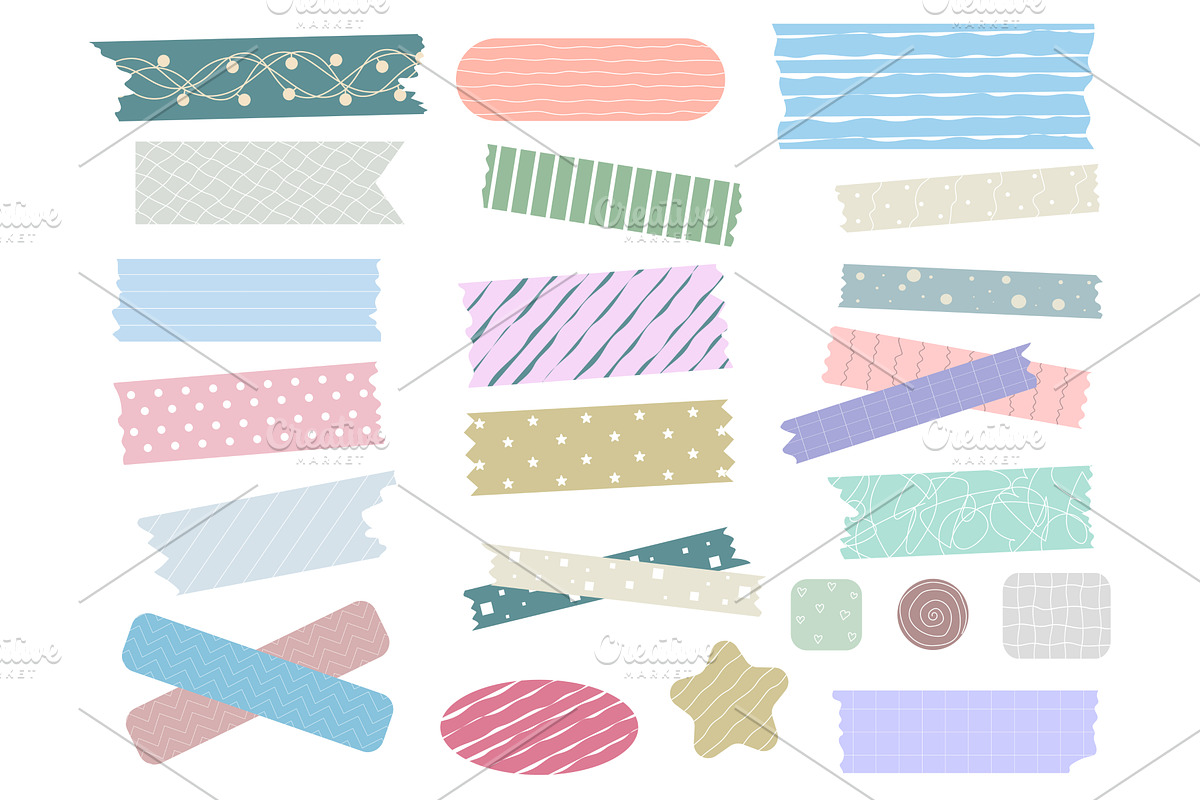 Set of cute decorative adhesive, an Object Illustration by Tati_Kli