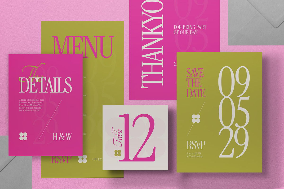 Pink Wedding Invitation Suite, an Invitation Template by graphicook (Photo 2 of 3)