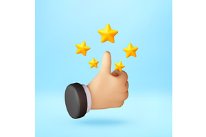 3D hand showing thumb up gesture, an Object Illustration by Abscent