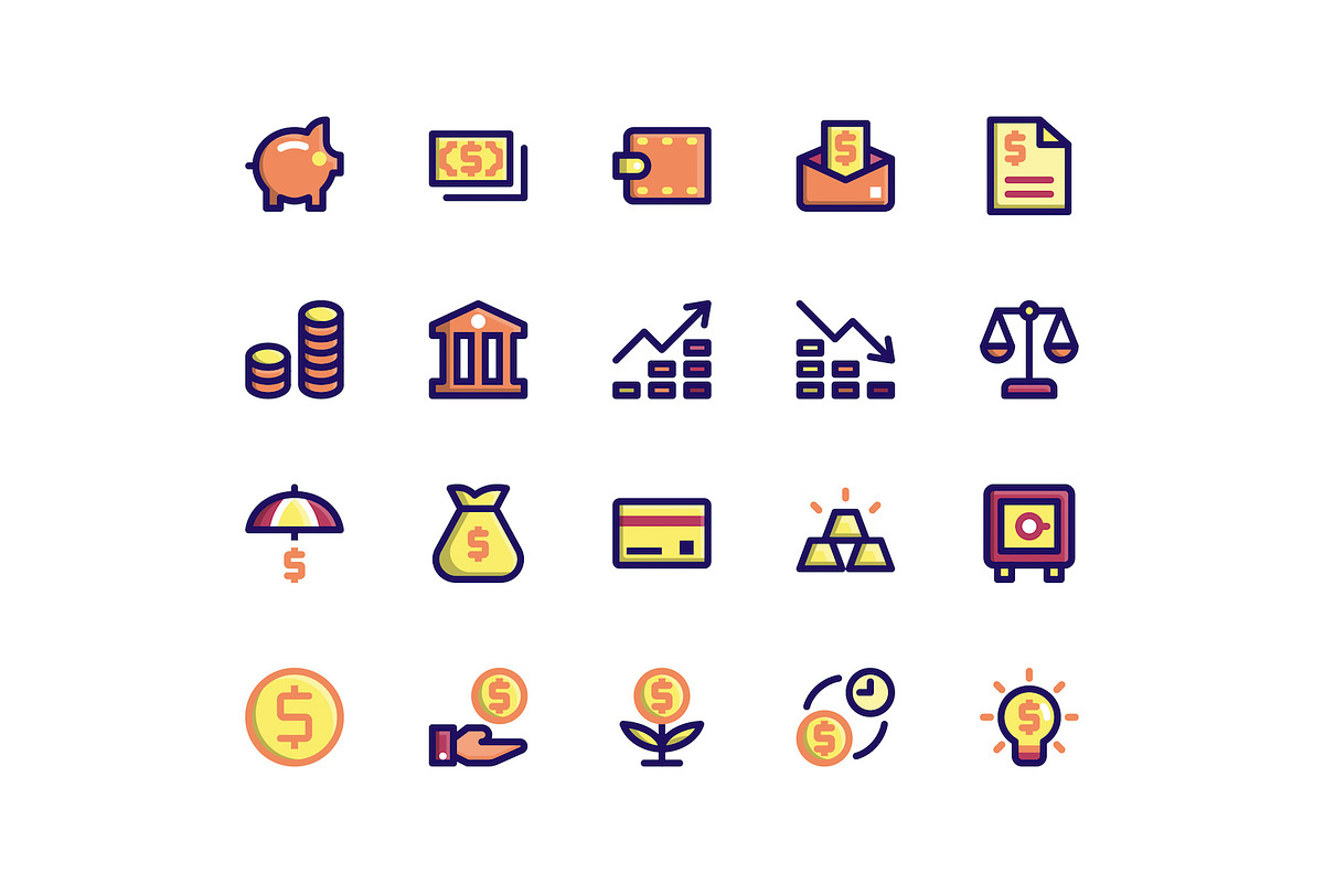 Financial Filled Line Icons, an Icon by Ayub_Irawan