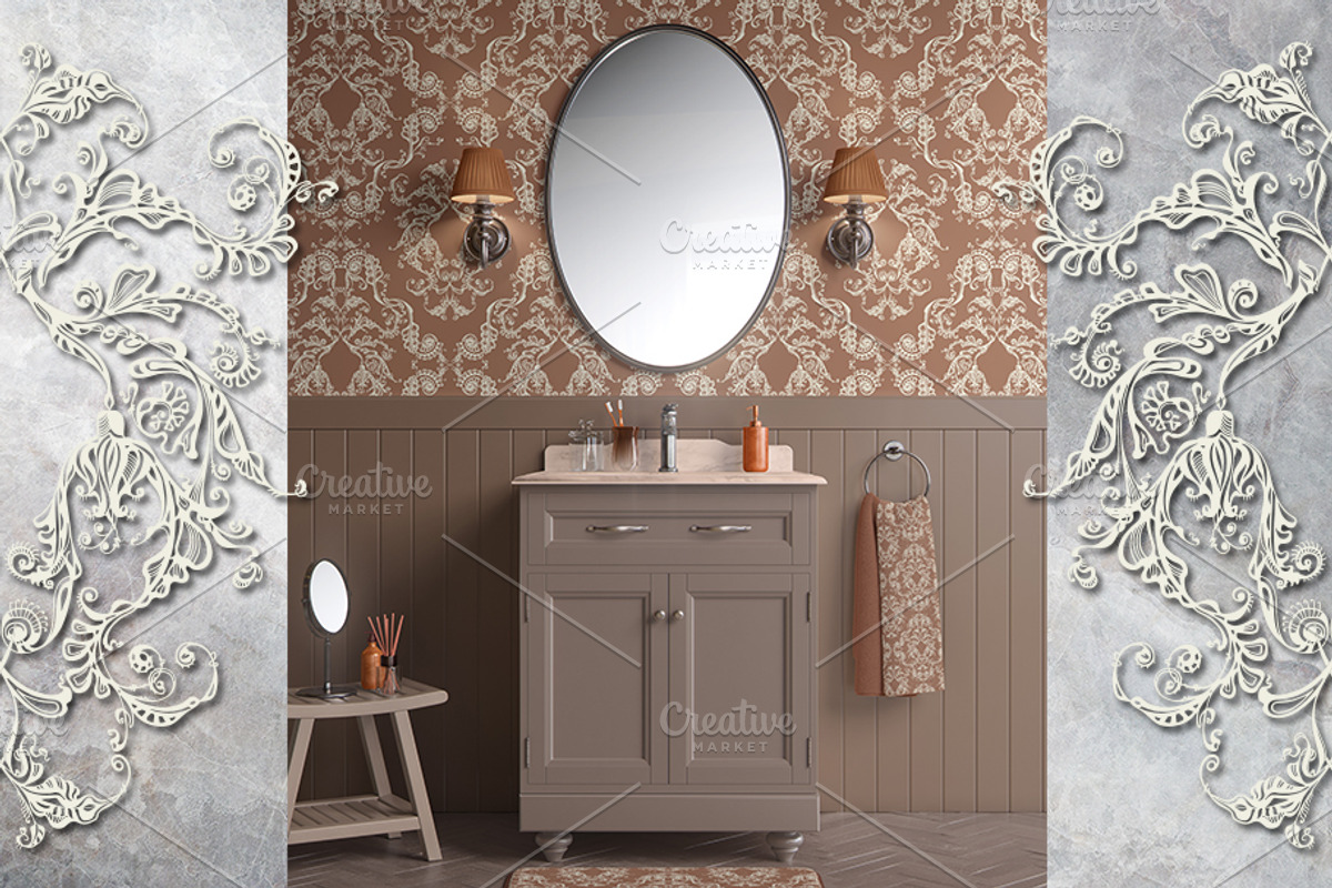 Cream & Mocha Baroque Flowers, a Pattern Graphic by ilustrinna (Photo 8 of 9)