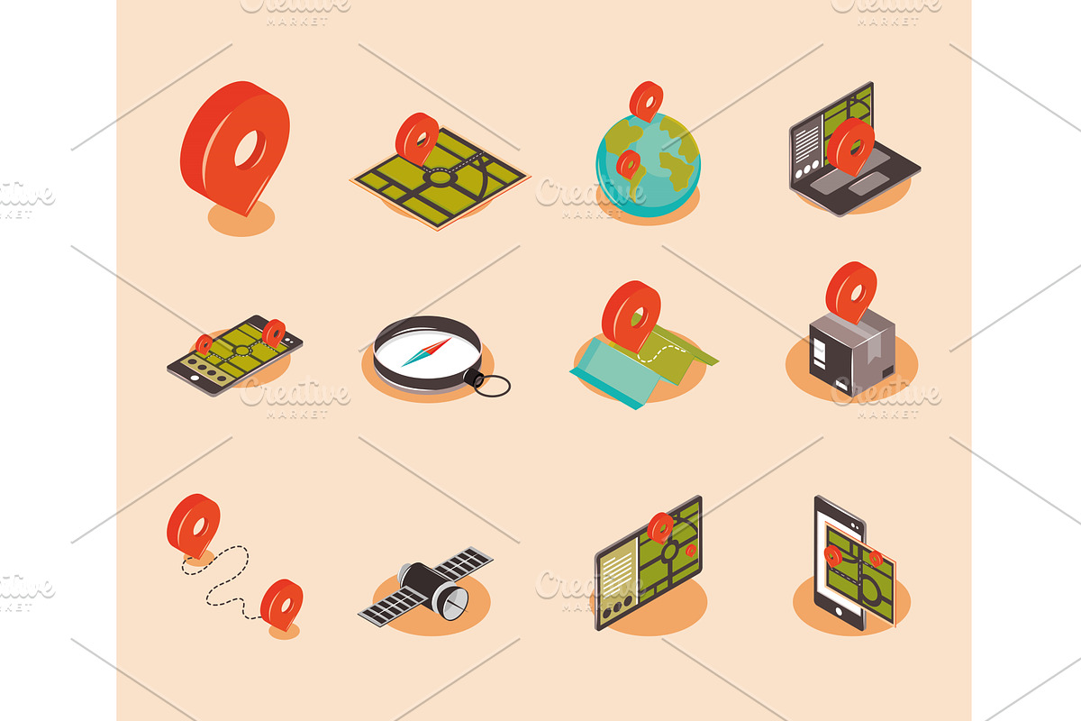 gps navigation icons pack, a Technology Illustration by studiogstock