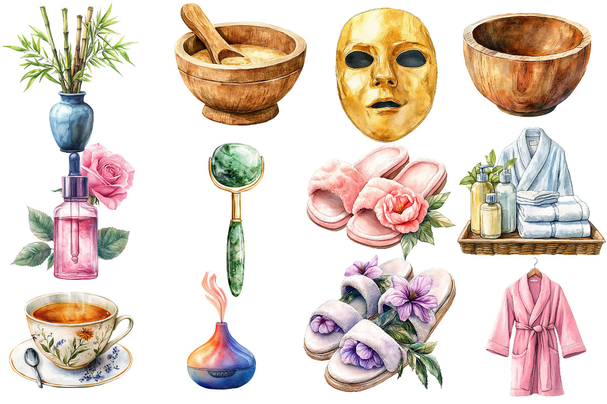 Watercolor Beauty Spa Clipart Bundle, an Illustration by Designworld (Photo 4 of 5)