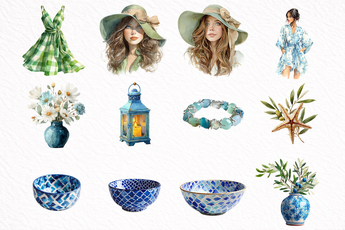 Watercolor Summer Coastal Clipart, an Illustration by DreamArtGraphic (Photo 7 of 8)
