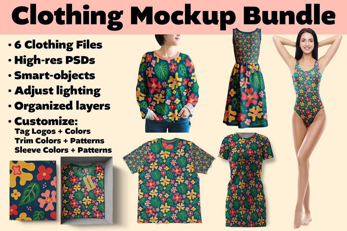 6 Piece Clothing Mockup Bundle, a Shirt Mockup by Carrie Cantwell (Photo 1 of 5)
