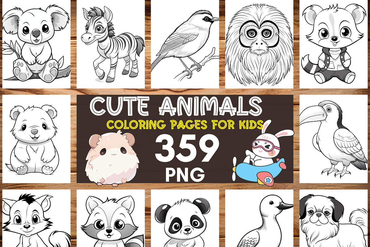 Cute Animals Coloring Pages for Kids, a Brochure Template by LA Design (Photo 1 of 10)