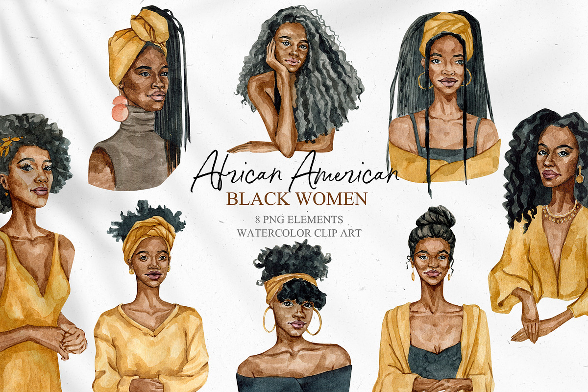 Watercolor African-American Women, an Illustration by CrystalinaShop (Photo 1 of 3)
