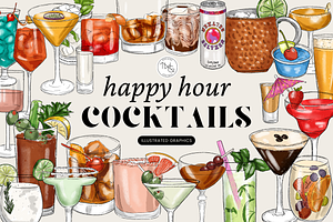 Cocktail Drinks Illustrations