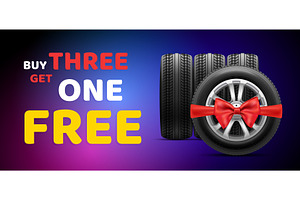 Gift tire. Buy one get three, a Transportation Illustration by Stock-Smart-Start