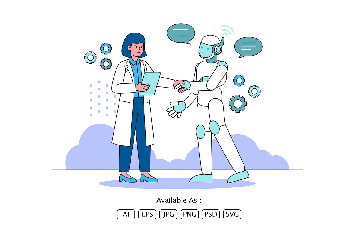 Human & AI Cooperation Illustration, a Technology Illustration by Partikusi Design (Photo 2 of 3)