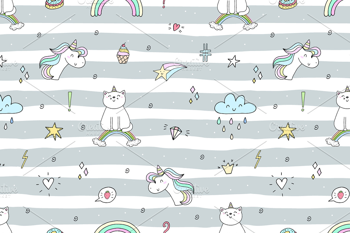 Cute unicorns patterns collection., a Pattern Graphic by Irene_Boiko_ART (Photo 13 of 22)