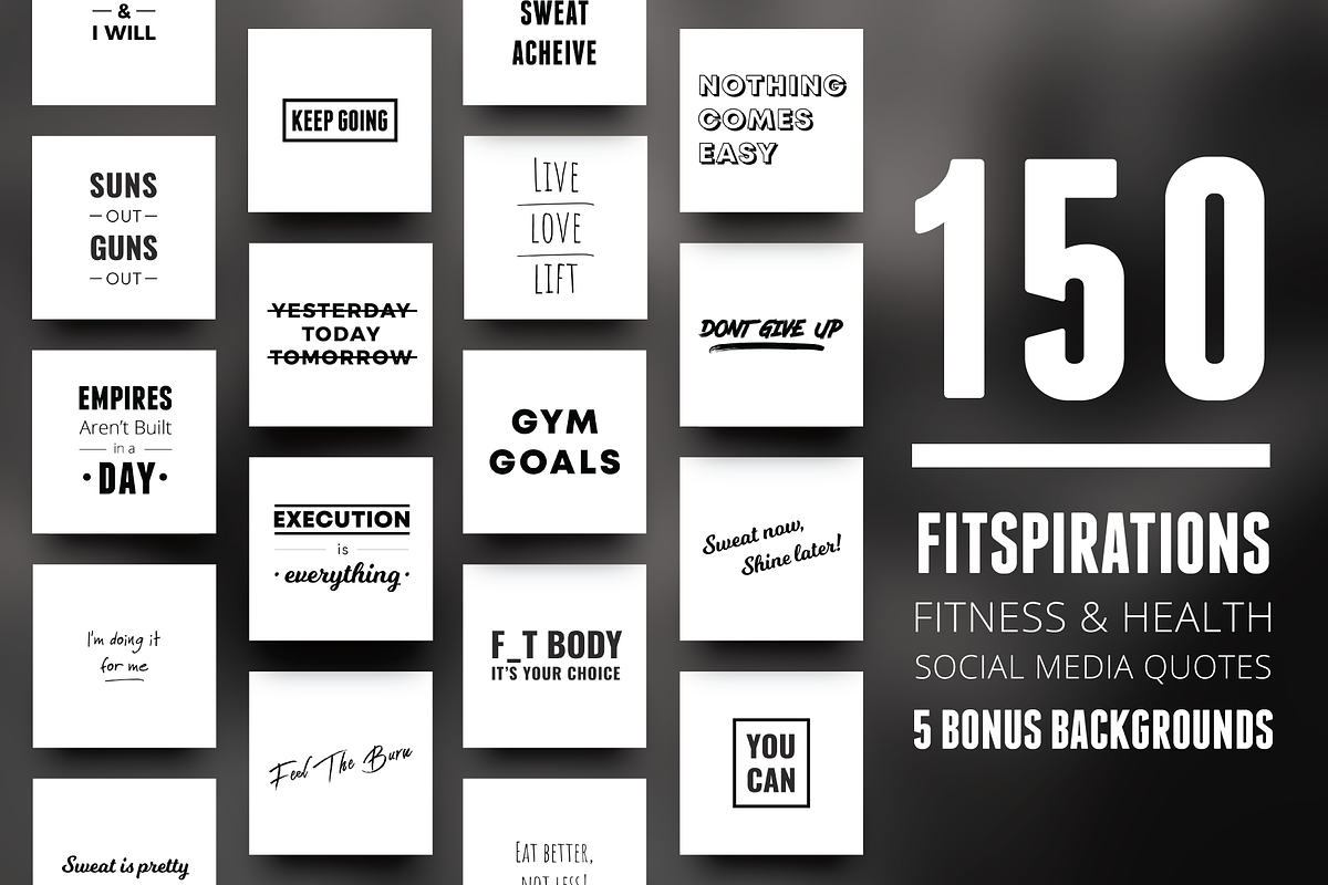 150 Inspirational Fitness Quotes, a Social Media Template by Delightful Design (Photo 2 of 9)