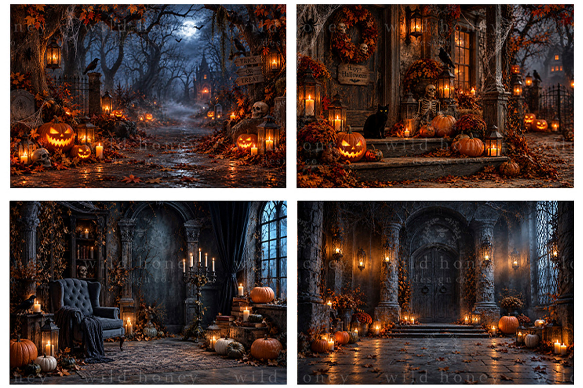 Halloween Digital Backdrop BUNDLE, a Layer Style Add-On by Wild Honey Design Co. (Photo 5 of 6)
