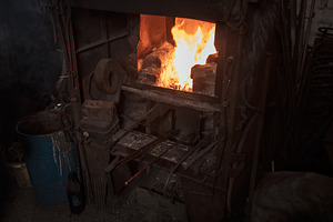 Burning furnace with blanks in black