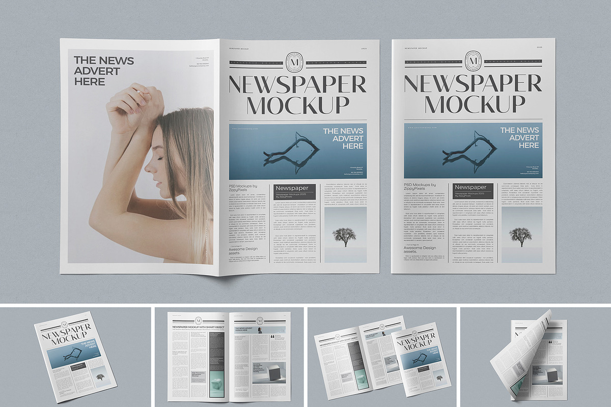 Tabloid Size Newspaper Mockup, a Product Mockup by PixelVoyager (Photo 1 of 7)