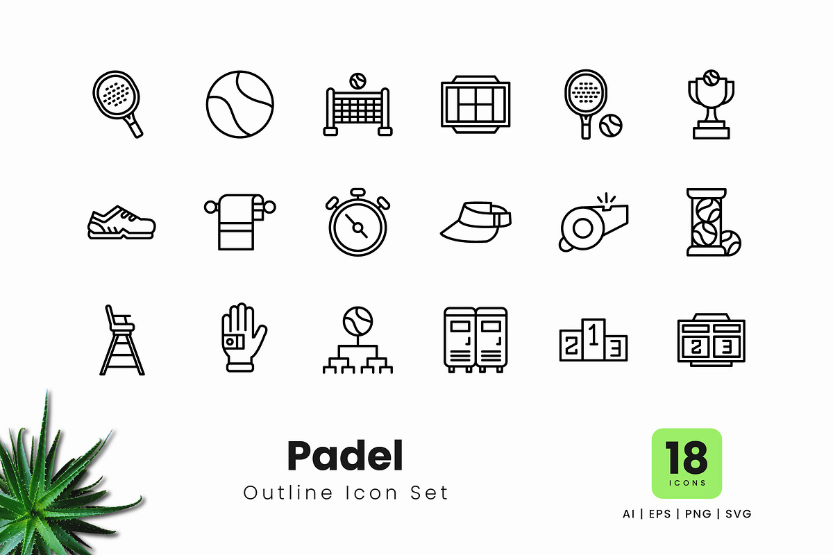 Padel Outline Icons, an Outline Icon by Zeer Graphic (Photo 1 of 2)