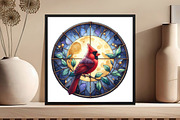 Round Cardinal Stained Glass Clipart, an Illustration by DreamCafeArt (Thumbnail 5 of 5)